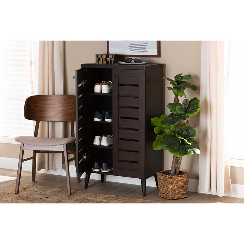 8 Pair Shoe Storage Cabinet, Dark Brown