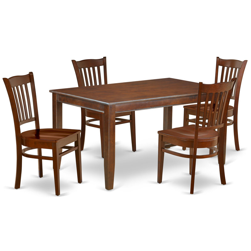 5 Piece Modern Dining Table Set Includes a Rectangle Wooden Table and 4 Dining Room Chairs, Mahogany