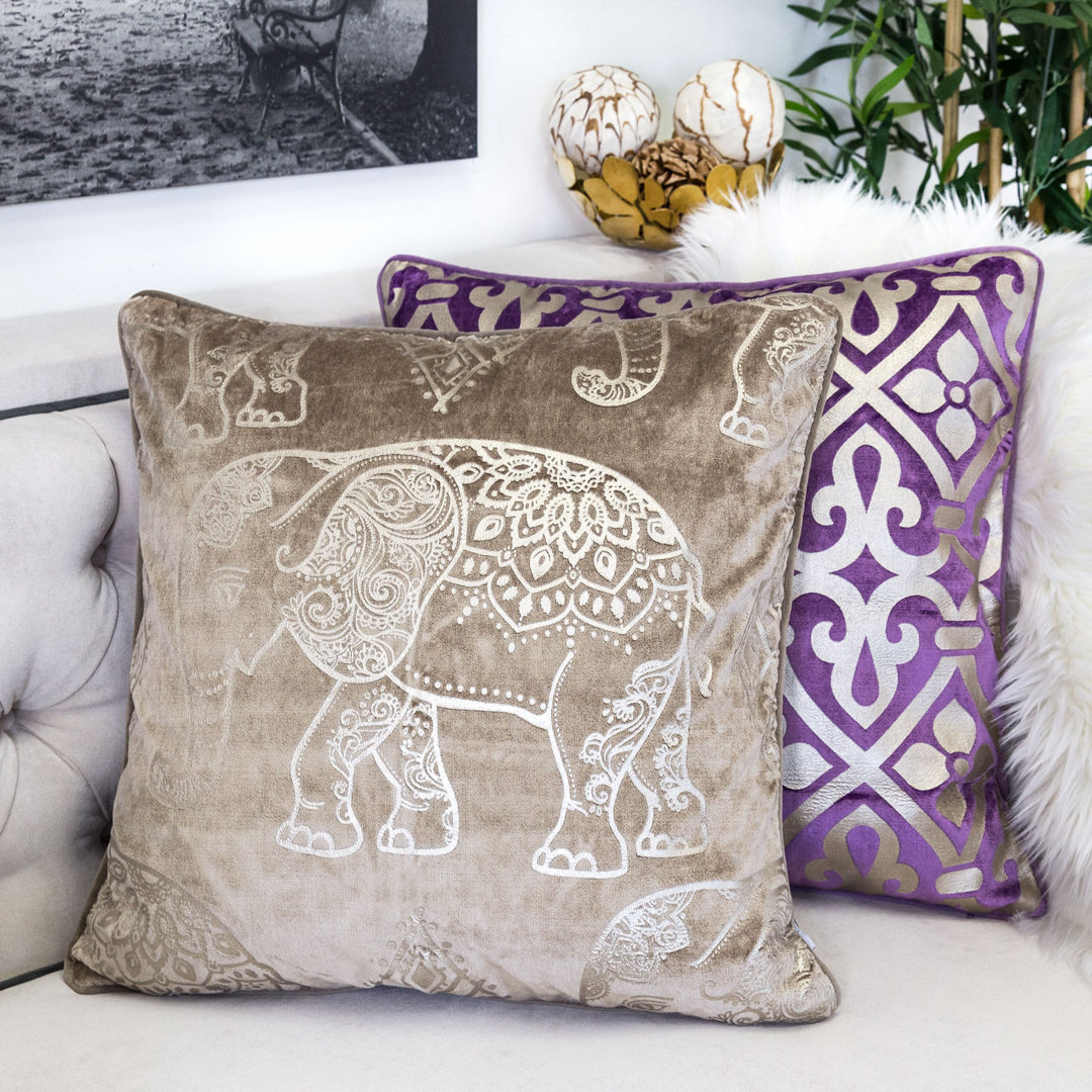  Elephant Velvet Throw Pillow (Set of 2) Homey Cozy 