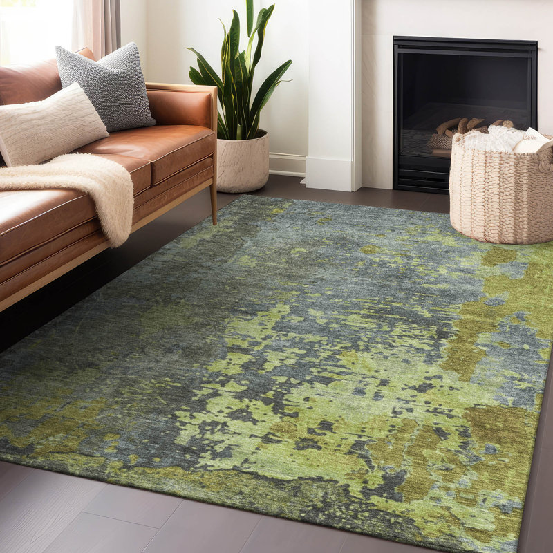Tapis intérieur / extérieur vert Elon, 9 pi x 12 pi