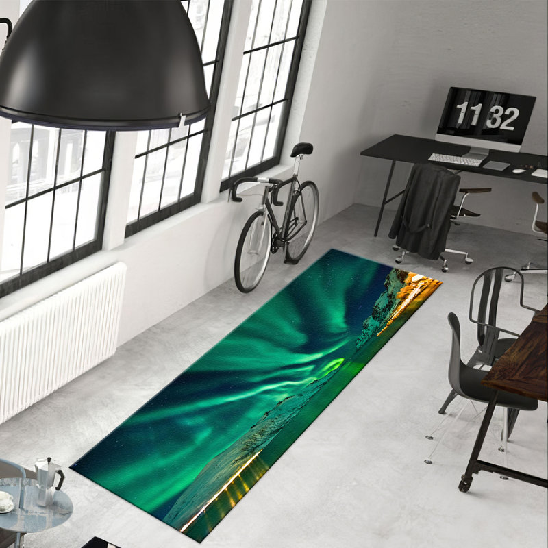 Non-Woven Thin Type Printed Rug with Intricate Floral and Geometric Designs Ideal for Stylish Home Interiors