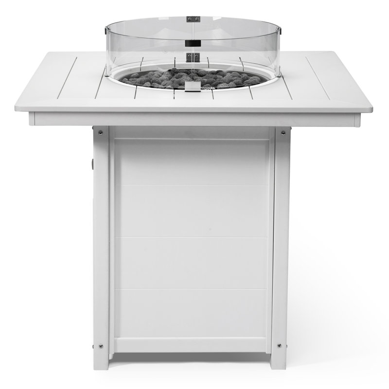 Table carrée avec foyer 42 po, 42.25" H x 42.25" W x 42.25" D, White