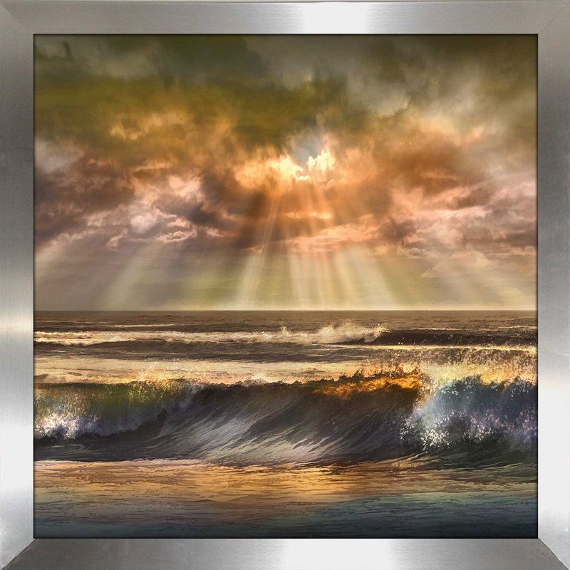 «Waves of Light», reproduction de photo encadrée, H 37,5 po x l 37,5 po x P 1 po, Encadrement argenté
