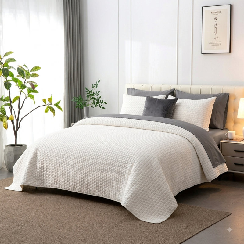 Literie Zera & Velvet Pure Cross 7 pièces - Blanc, Taille standard