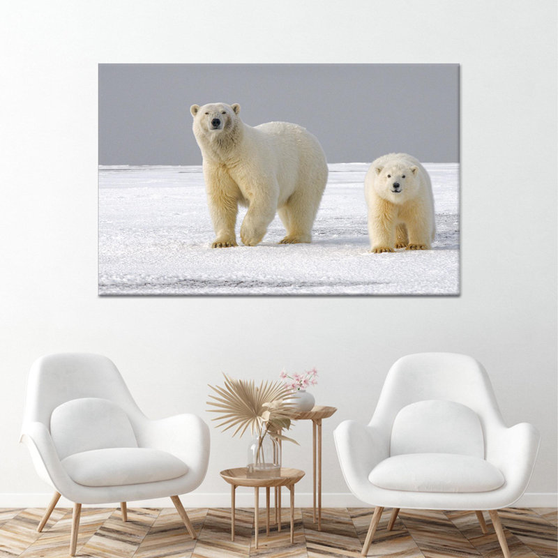 Ours polaire, art mural en verre, toile imprimée Boho, 1P, H: 23,6 po x l: 35,4 po