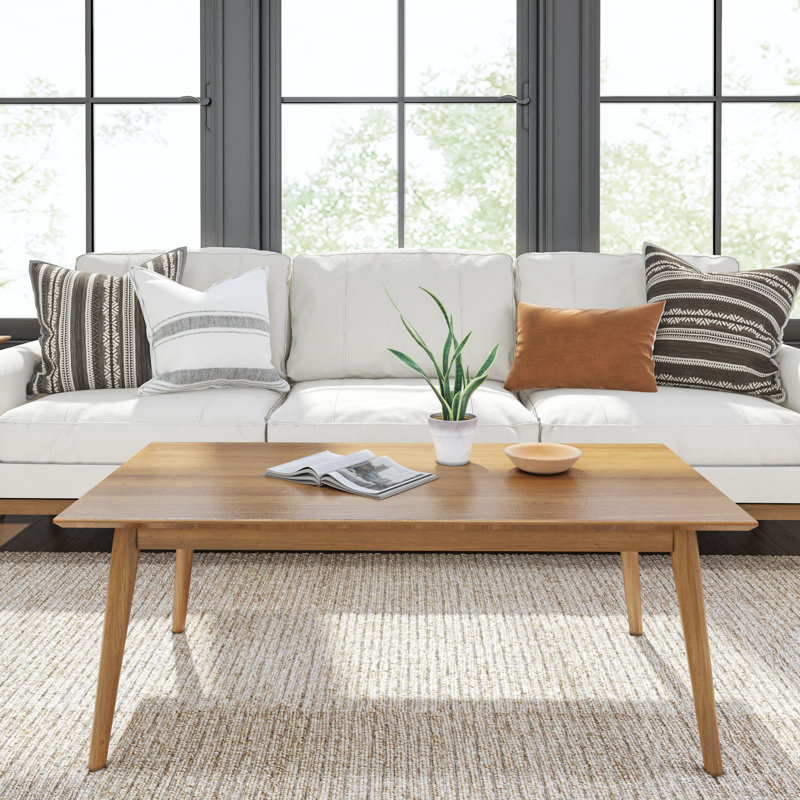  Leaford Solid Wood Rectangular Coffee Table, 17.75" H x 48" L x 24" W, Pecan