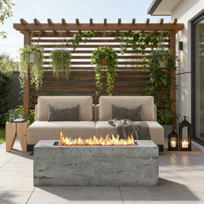 Table de foyer d'extérieur moderne au gaz de 41,9 po avec corps MGO, foyer au propane rectangulaire de 40 000 BTU avec flamme réglable et housse de protection