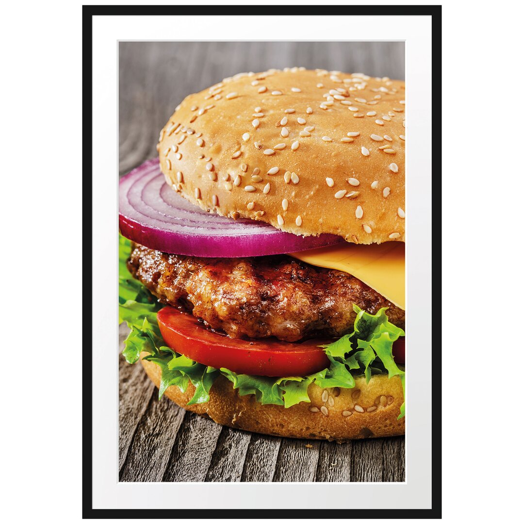 Gerahmtes Poster Leckerer Cheeseburger