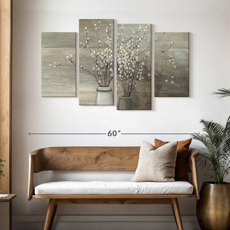Harnek Willow Still Life Grey Pots I, H 32 po x l 52 po