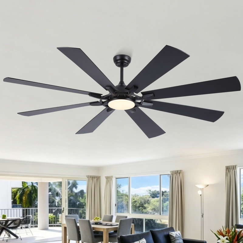 Ventilateur de plafond 72 po à DEL à intensité variable avec 3 lumières à DEL CCT, moteur à courant continu réversible à 6 vitesses, minuterie, télécommande et contrôle de l'application