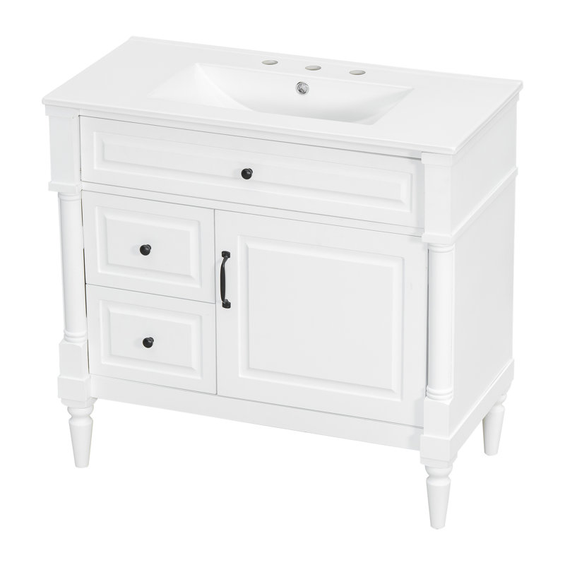 36" Bathroom Vanity With Sink, White