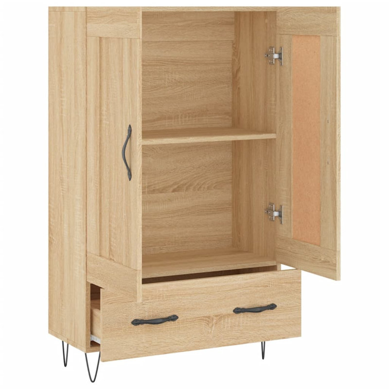 Friscia Highboard 69.5 x 31 x 115 cm Engineered Wood, Sonoma Oak