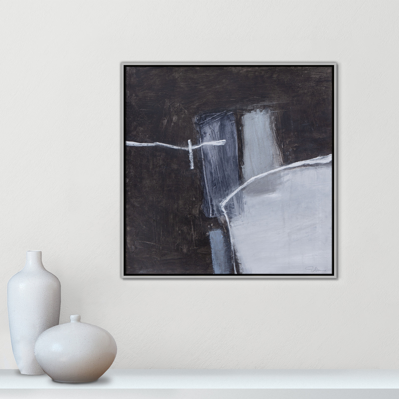 Casa Fine Arts "Graphite Gemstones I" Print, Silver, 31.5" H x 31.5" W