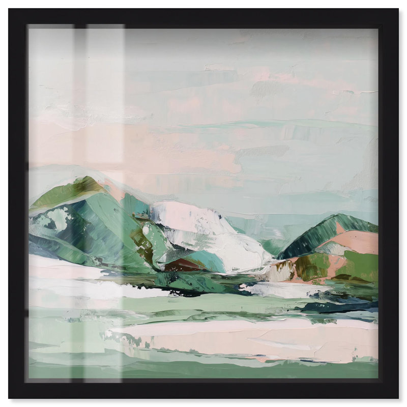 «Memory of a Mountain II Green Decor Shadowbox» par Art Remedy, H 41 po x l 41 po, Noir