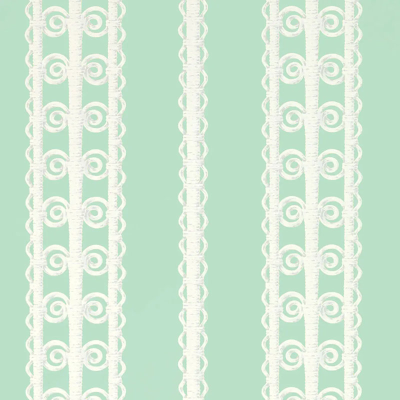 Schumacher x Celerie Kemble Wicker Stripe Wallpaper, Lovely Day