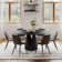 Modern Dining Room Sets, Pre-Assembly Round Dining Table Sets, Sintered Stone Tabletop Kitchen Dining Table Set With PU Upholstered Chairs