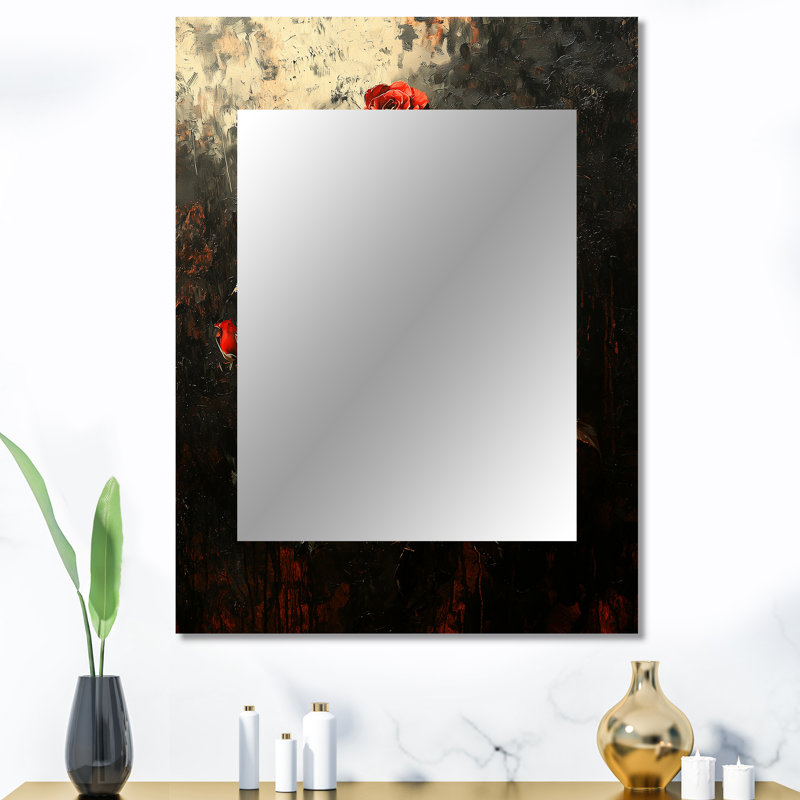Abstract Dark Gothric Roses Bouquet II - Roses Unique Wall Mirror, Modern Mirror, Printed Metal Art, 40" x 30"