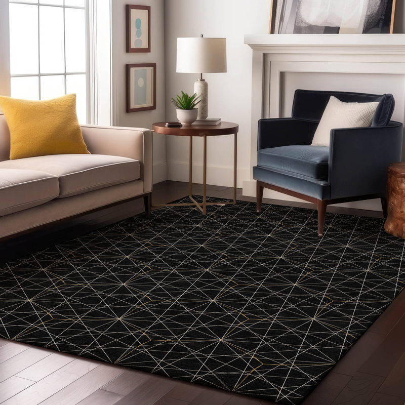 Premium Machine Washable Naglee AMF987 Geometric Rug, Rectangulaire 8 pi x 10 pi