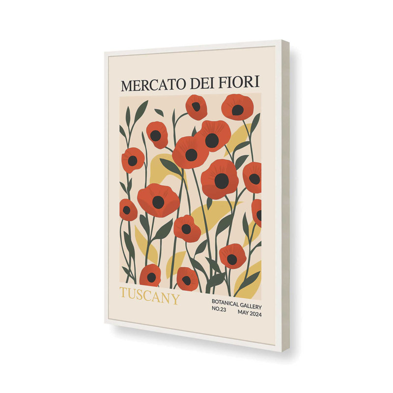 Printemps du marché aux fleurs de Toscane, Reproduction encadrée sans passe-partout, H 15 po x l 12 po x P 1,25 po