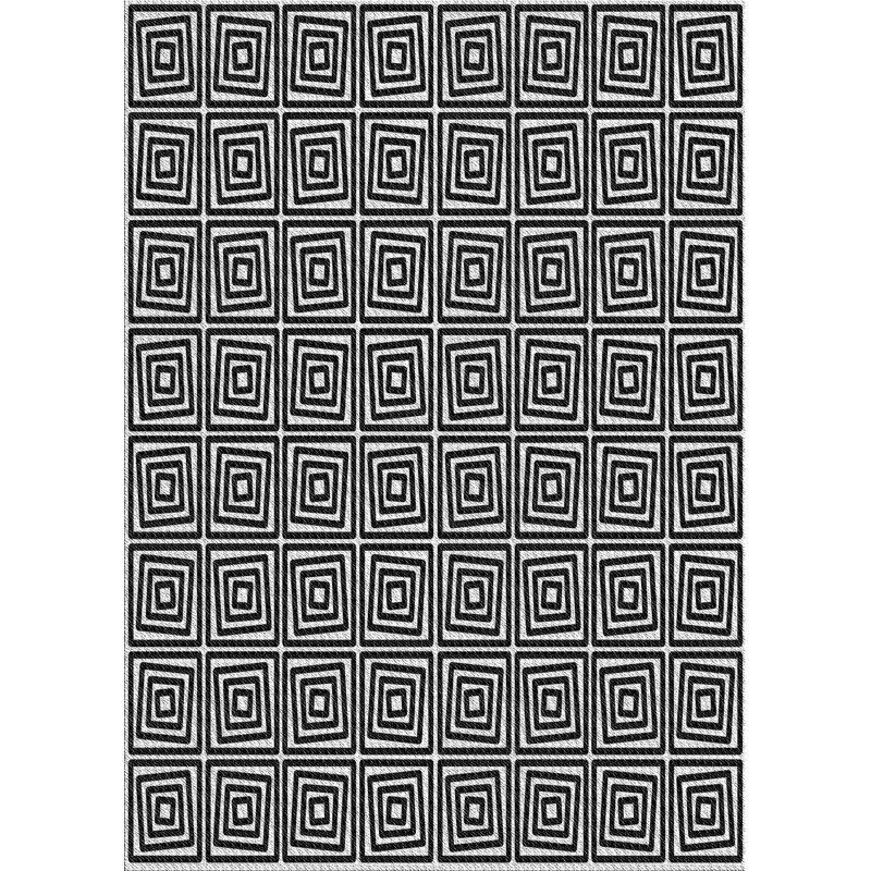 Tapis noir/blanc à motifs, Rectangle 6 pi x 9 pi