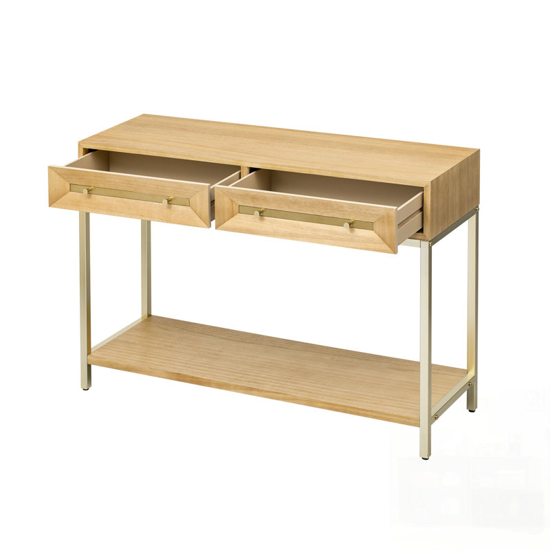 Table d'entrée avec deux tiroirs, conception géométrique saisissante pour un décor moderne et rétro dans les couloirs et les salons