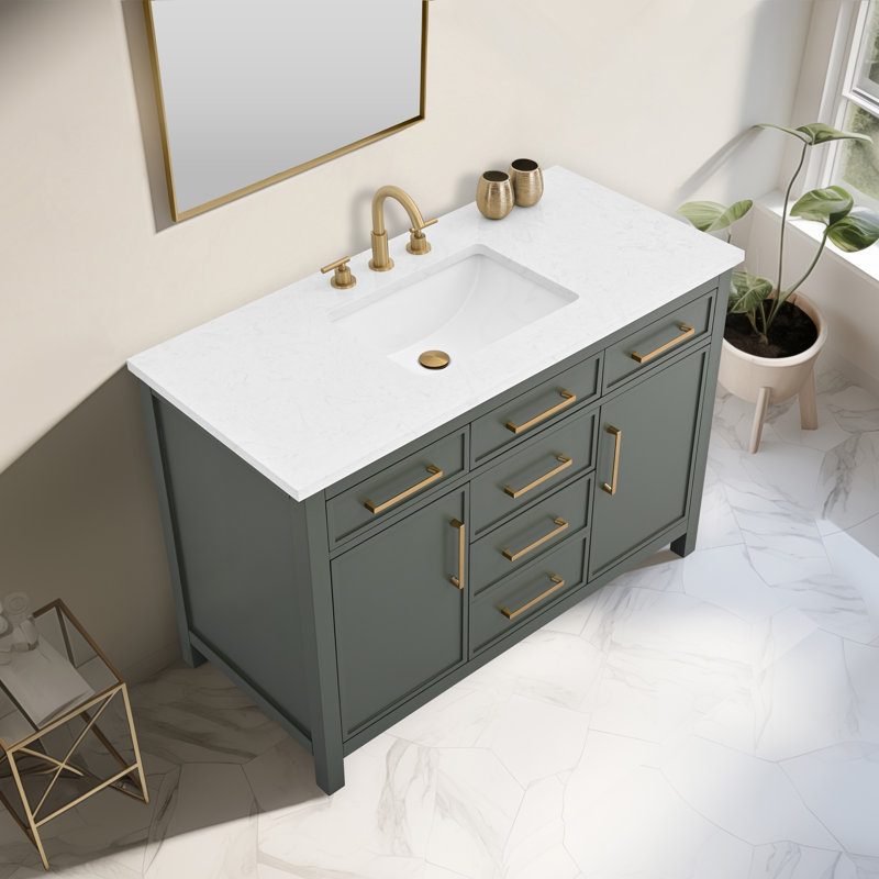 Wenniah 48" Single Vanity, Vintage Green/Brushed Bronze