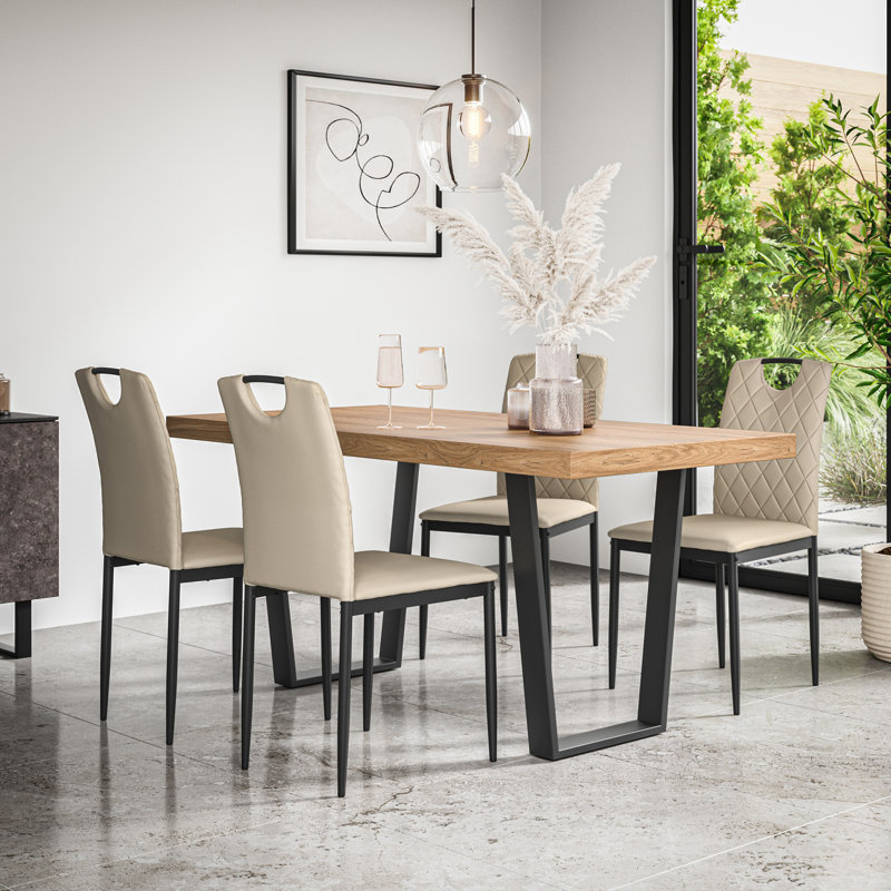 Davius 4 - Person Dining Set, Tan/Black/Beige