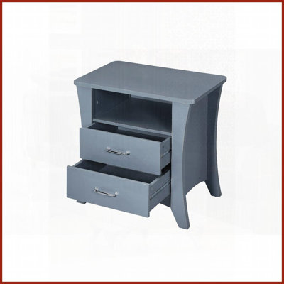 Table basse grise rectangulaire à 2 tiroirs Rangement ouvert, cadre en bois peu encombrant pour le salon