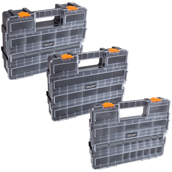 Stalwart Storage Bins with Drawers - Plastic Tool Organizers for