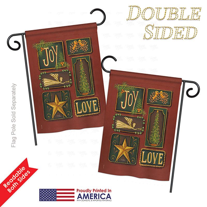 Drapeau de jardin Joy and Love Winter Seasonal Impressions 2 faces 19 x 13 po, Polyester, Rouge pâle