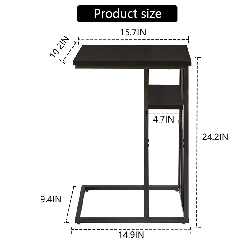 Table de bout avec rangement Frame, Noir