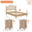Ensemble de chambre à coucher 3 pièces, base de lit plateforme avec tête de lit Scarlett et ensemble de 2 tables de chevet avec station de charge, chêne