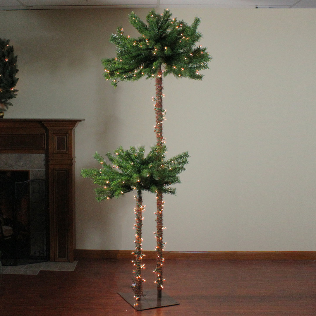6' Pre-Lit Tropical Palm Tree Artificial Christmas Tree - Clear Lights The Holiday Aisle®