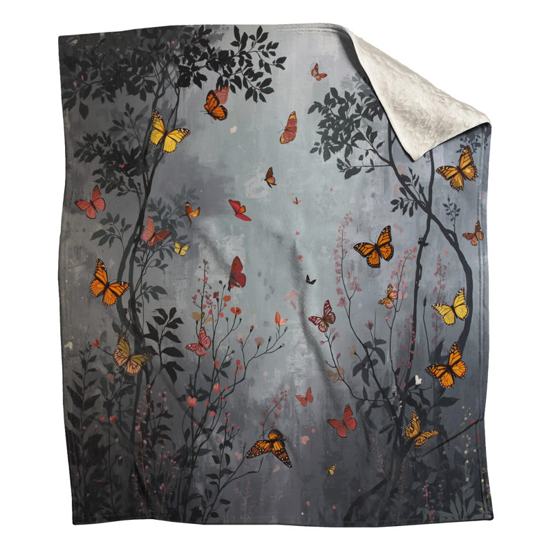 Papillons dans des couvertures de forêt, L 60 po x H 80 po