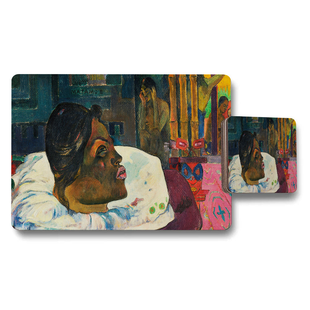 Artistic Woman Reclining Placemats And Coasters Set