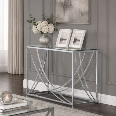 Glass Top Entryway Console Table