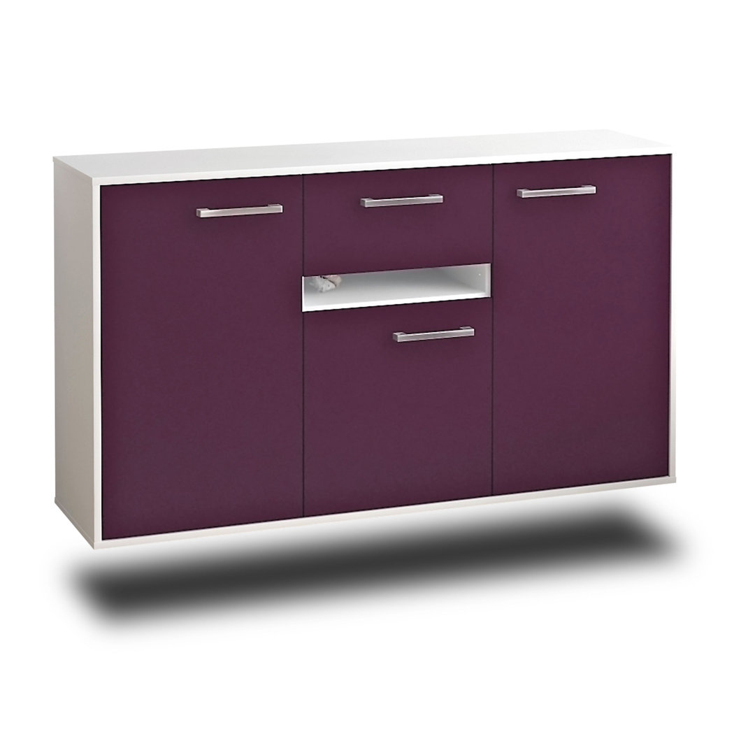 Sideboard Hampton, Farbe: Walnuss/Weiss, Fliegend/Metallgriffe, Größe: 136x79x35cm