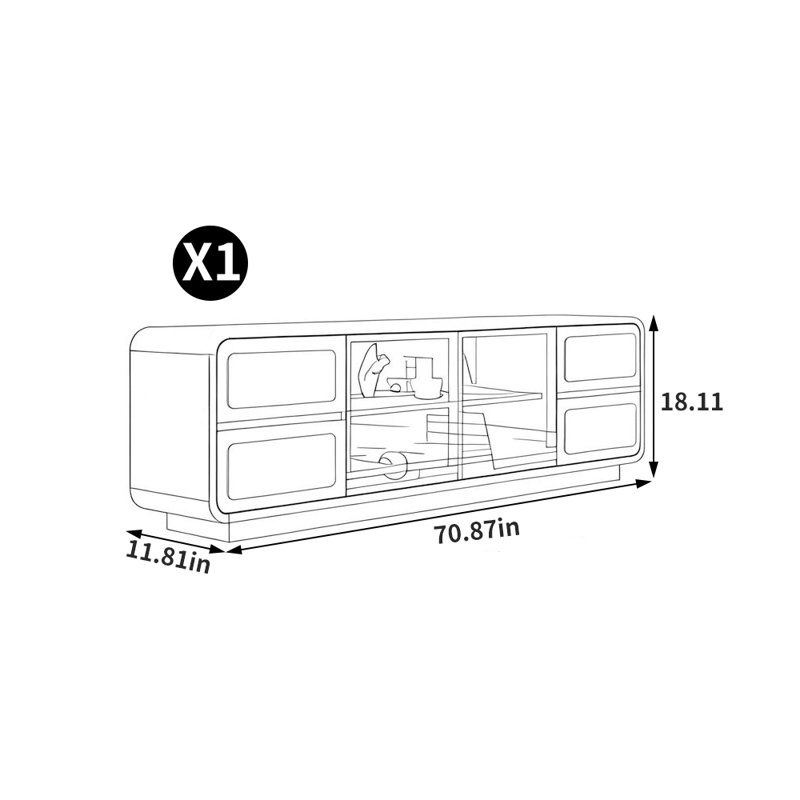 Meuble télé de rangement de style français, 70.87"