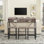 59" Sofa Table With Power Outlet & LED Light | Bar Table With 3 Saddle Stools For Living Room