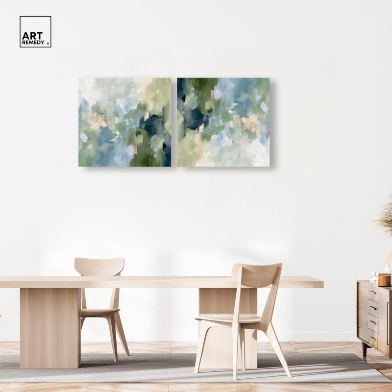«Minted Brush Set Canvas» par Art Remedy, Toile tendue, H 30 po x l 30 po