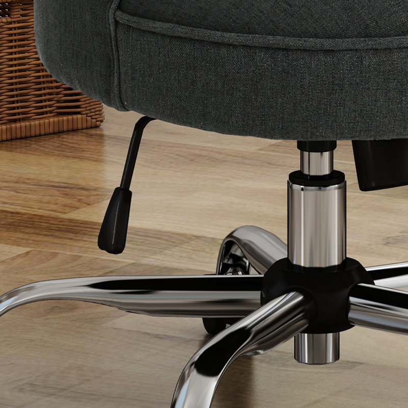 Chaise de bureau en tissu gris foncé - Base capitonnée de style simple et confortable