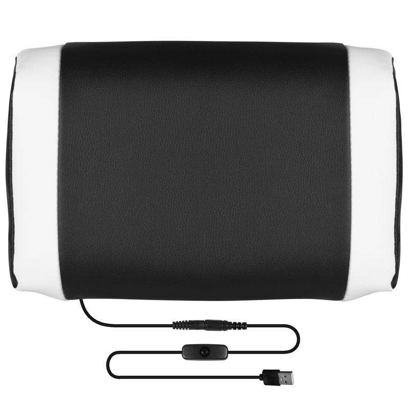 Massaging Adjustable Ergonomic Swivel Computer Gaming Chair with Fully Reclining Back and and Slide-Out Footrest, White/Black