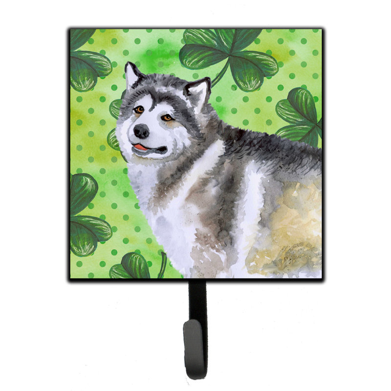 Markle Metal Wall Organizer with Key Hooks, Brown/Salmon/Blue, Alaskan Malamute