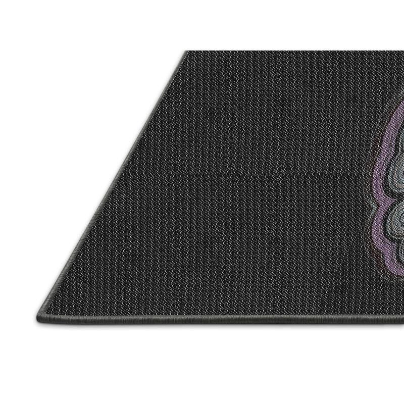 Tapis noir/mauve tissé à la machine, Rectangle 5 pi x 8 pi