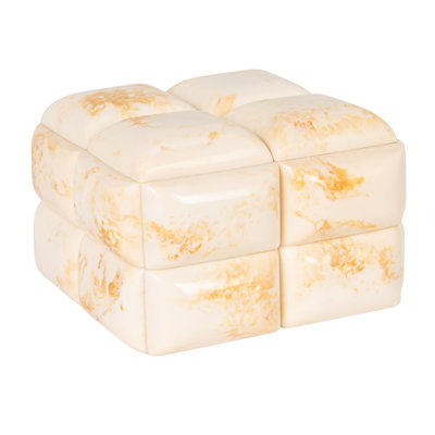 Boîte de rangement décorative cloutée en marbre marbré avec couvercle