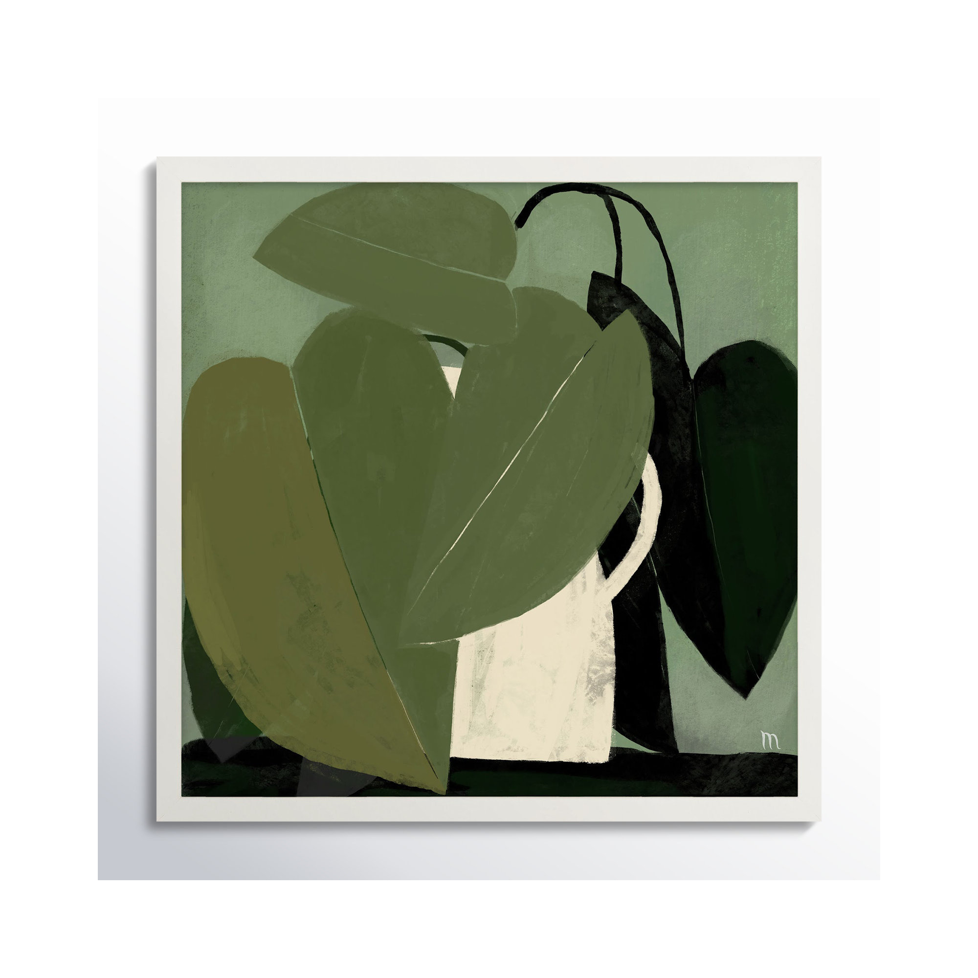 Green On Green by StudioM, 16" H x 16" W x 1.25" D, White