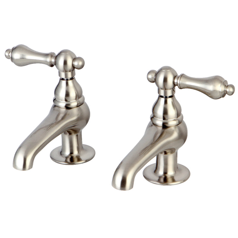 Kingston Brass Restoration Two-Handle Deck Mount Basin Tap Faucet, Brushed Nickel