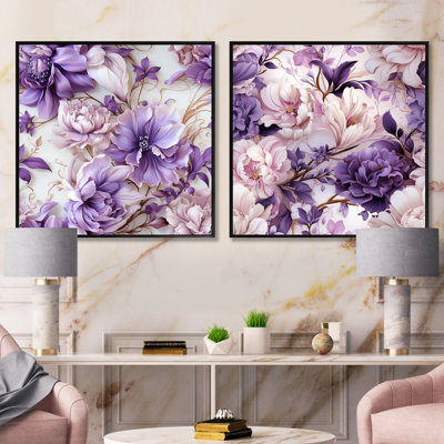 Ethereal Rococo Flourish Victorian Pattern XXIV - Floral Square Collage Set Of 2