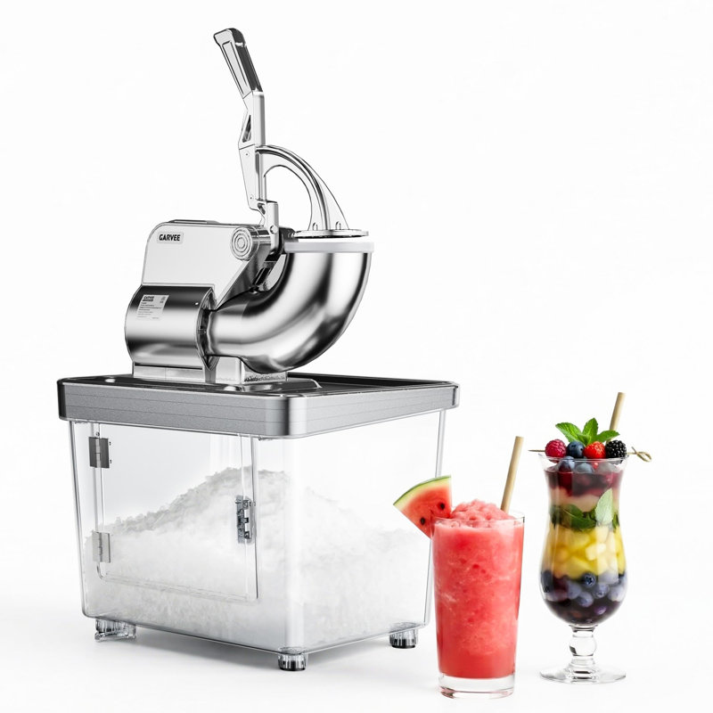 Electric Ice Crusher Machine, 350W 750LBS/H Snow Cone Maker with Storage Bin, White