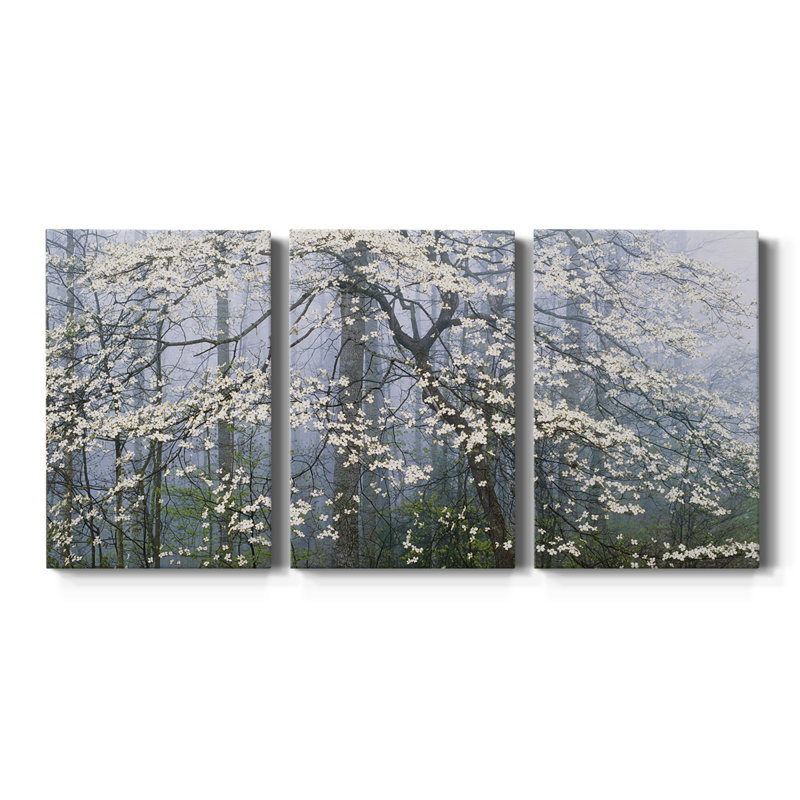 Toile Dogwood - Toile tendue avec châssis de qualité supérieure - Prêt à être accroché, H 27 po x l 54 po x P 1 po